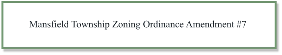 mansfield township zoning ordinance